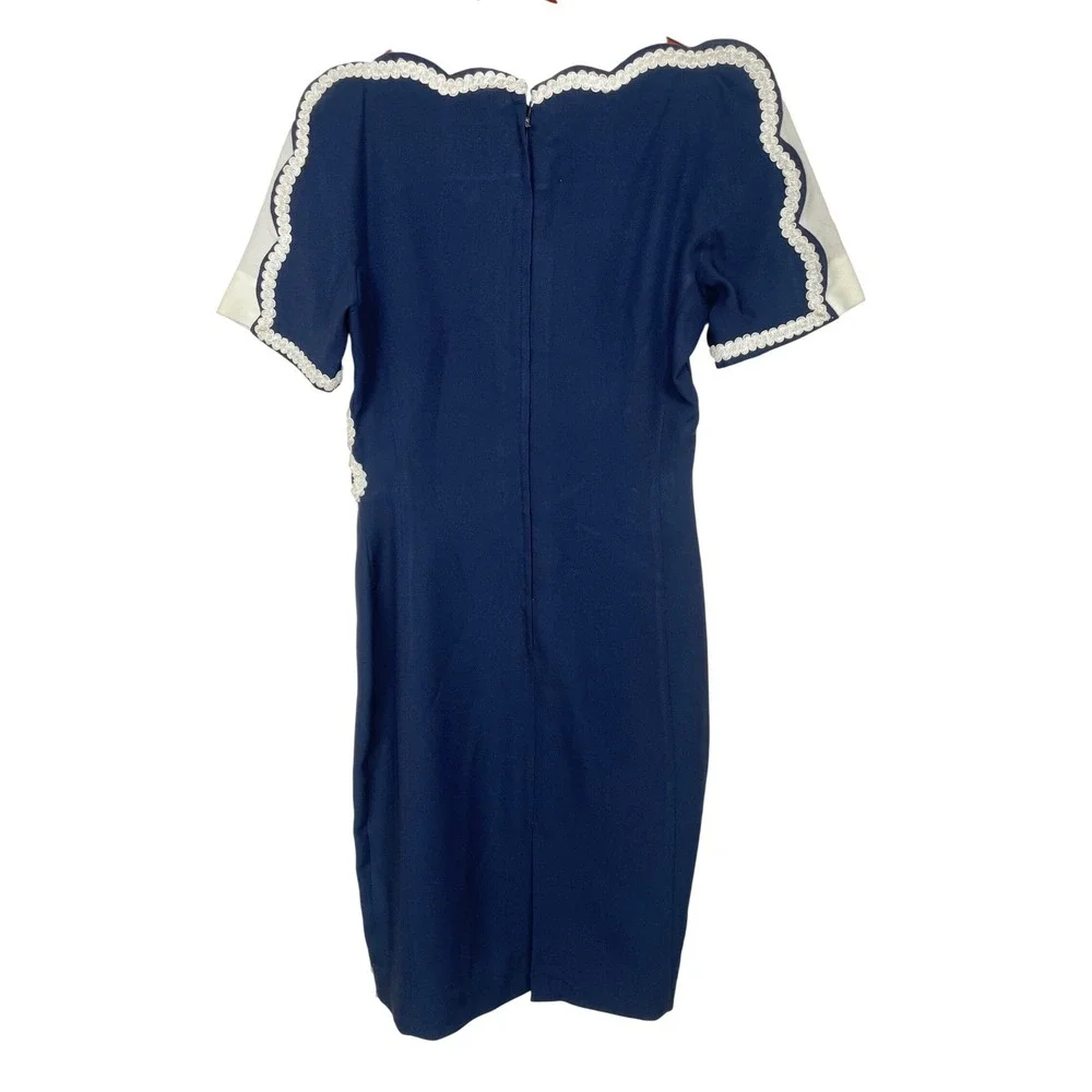 Vintage 60s Womens Dress Sz M Retro Pin Up Nautical Coquette Midi Cocktail Party